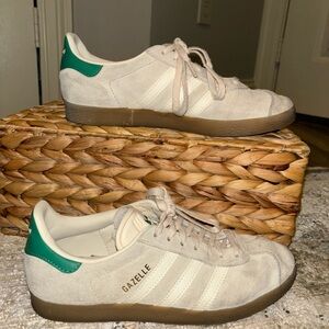 Adidas Gazelle Beige and Green Sneakers
